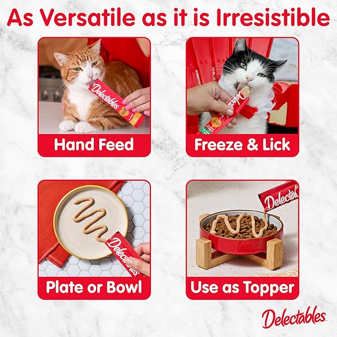 Delectables Squeeze Up Kitten Variety Pack, Creamy Squeezable Puree, Lickable Wet Cat Treats, Grain Free, No Added Fillers, No By-Products, No Added Preservatives, 0.5 Ounces Tube, 20 Tubes Total