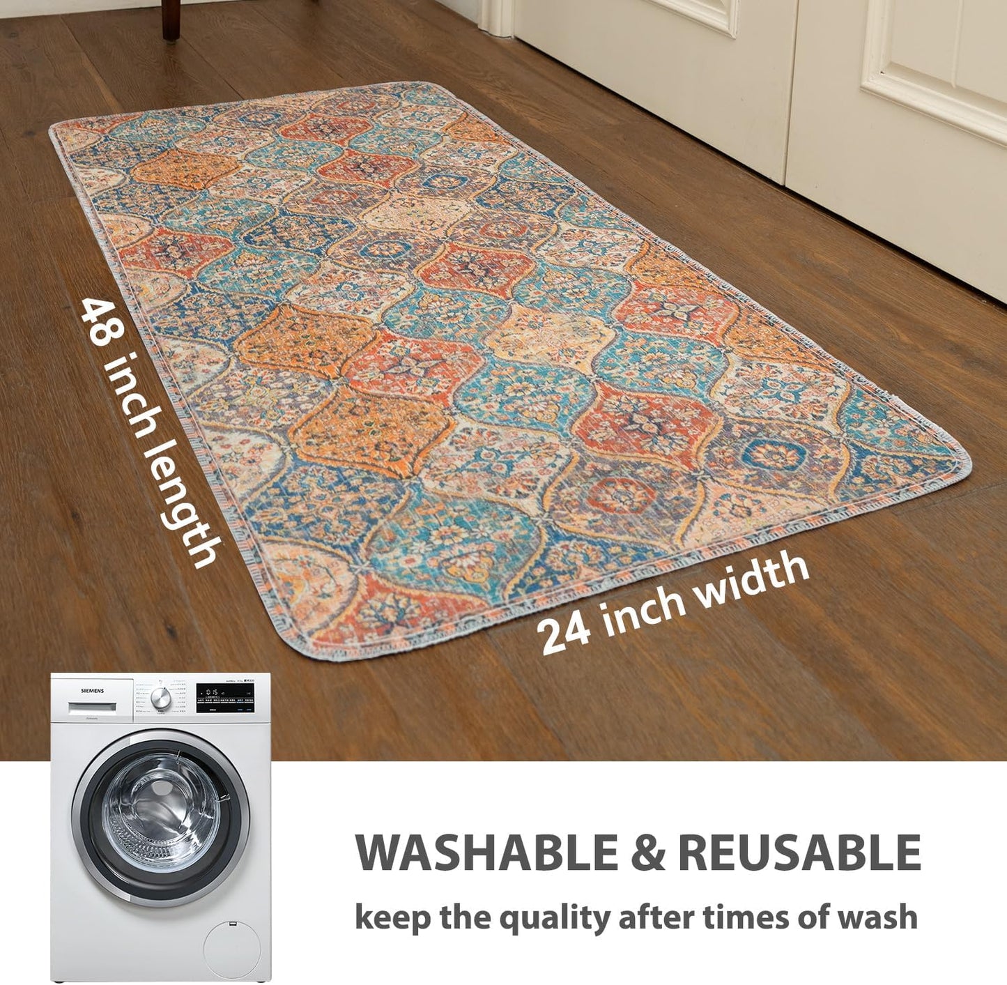 nunubaby Washable Pee Pads for Dogs, Stylish, Non-Slip and Leak-Proof Pee Pads. Reusable Potty Pads for Dogs for Crates and Floors.(Cream/Multi, 24" x48" )