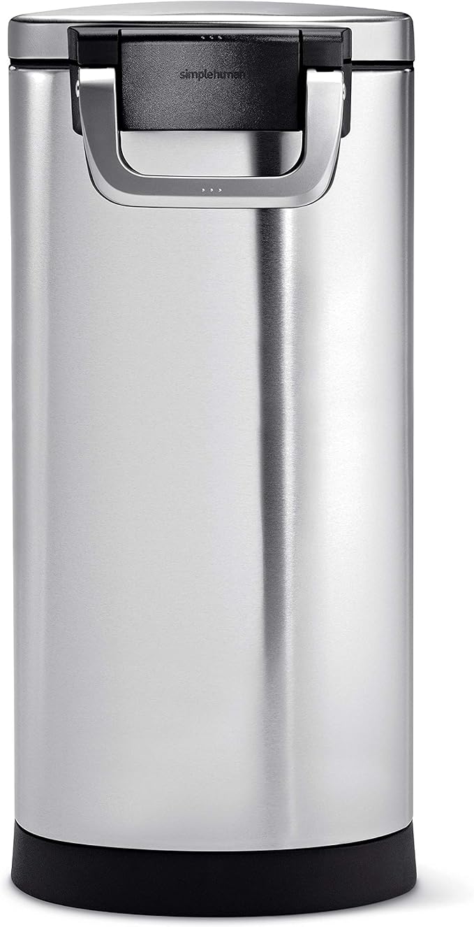 simplehuman 30 Liter, 32 lb / 14.5 kg Large Pet Food Storage Container for Dog Food, Cat Food, and Bird Feed, Brushed Stainless Steel