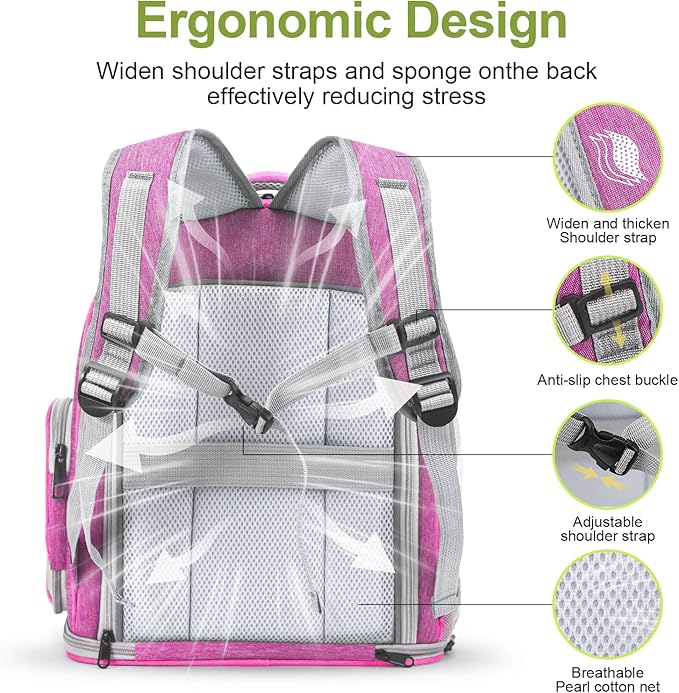 Expandable Cat Backpack,Cat Bubble Backpack Carrier for Carrying Cats, Pets and Small Dogs,Airline-Approved,Designed for Travel, Hiking, Walking,Car （Pink