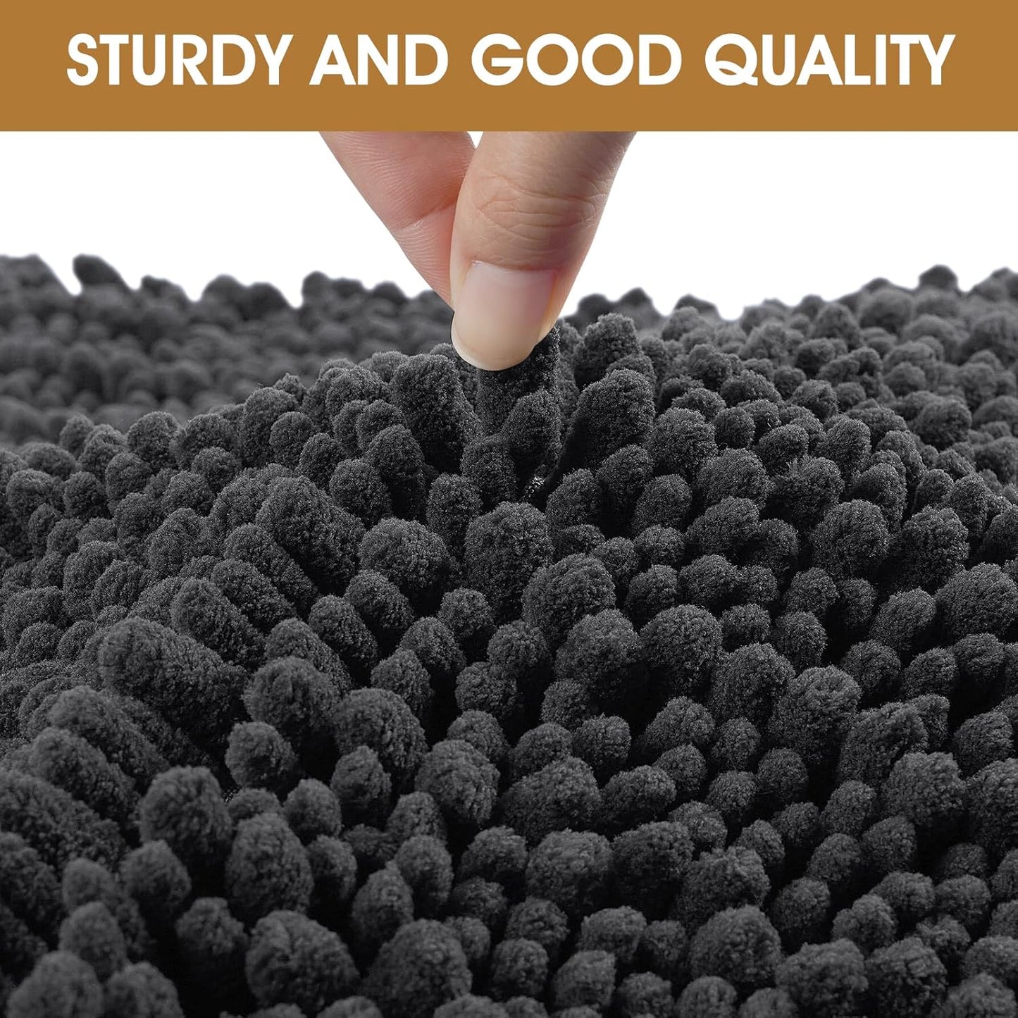 4 Pieces Muddy Door Mats for Dogs, Chenille Absorbent Pet Mats, Quick Dry, Trap Dirt Non Slip Heavy Indoor Doormat Soft Dog Bed Mat Front Inside Door Mat for Indoor Outdoor Entrance,Dark Grey