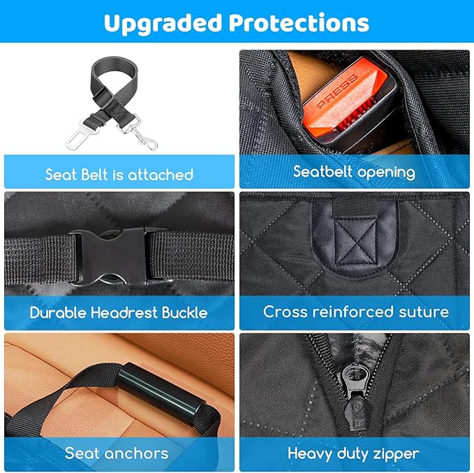 URPOWER Back Seat Extender for Dogs - Hard Bottom Dog Car Seat Cover Holds 420 lbs, Waterproof Dog Hammock Dogs Bed for Cars, SUVs & Small Trucks, Pet Backseat Protector with Mesh Window & Large Space