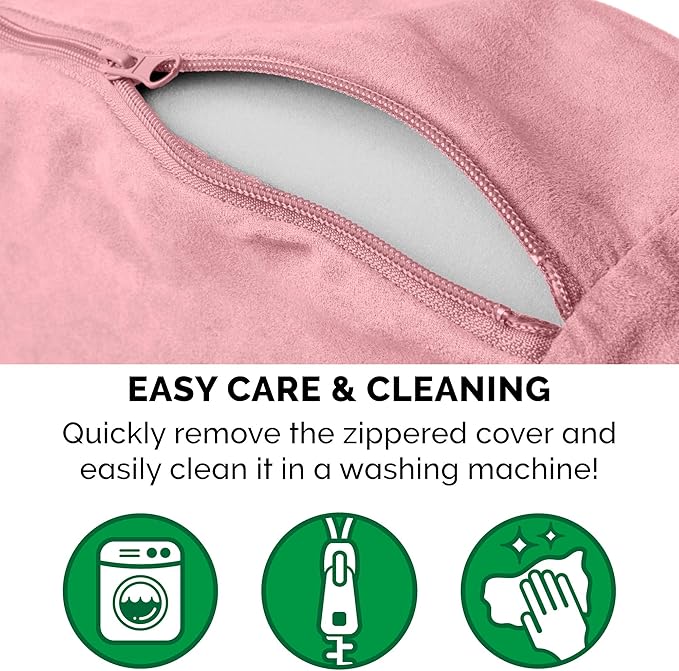 Furhaven 35" Round Memory Foam Dog Bed for Large/Medium Dogs w/ Removable Washable Cover, For Dogs Up to 50 lbs - Sherpa & Suede Snuggery - Pink, 35-inch