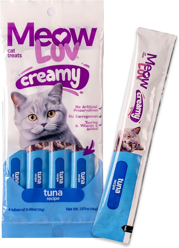 Ultra Chewy Meow Luv Salmon and Tuna Lickable Cat Treats - Delicious Squeezable Cat Treats - Carrageenan Free - No Artificial Preservatives - Irresistible Snack - 0.5 Ounce Tubes (Pack of 8)