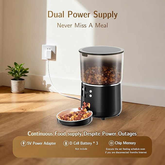 Automatic Cat Feeder with Camera, Scheduled Automatic Pet Feeding Machine, Smart App Remote Monitoring, 4L Large Capacity Dog Food Dispenser