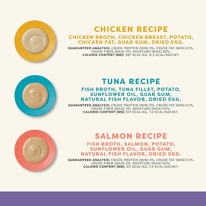 Applaws Lickable Cat Treats, Natural Grain-Free Purée, Made with Limited and Natural Ingredients, No Artificial Additives, Variety of Chicken, Tuna & Salmon Squeeze Up Cat Treats (60 x 0.5 oz Sachets)