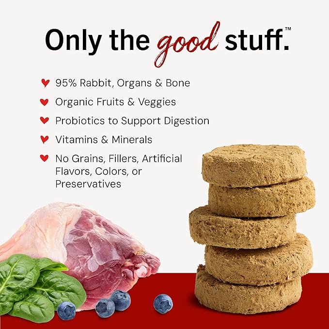 Stella & Chewy's Freeze-Dried Raw Dinner Patties - Absolutely Rabbit Recipe - High Protein Grain-Free Puppy & Dog Food - Perfect For Picky Eaters - 25 oz