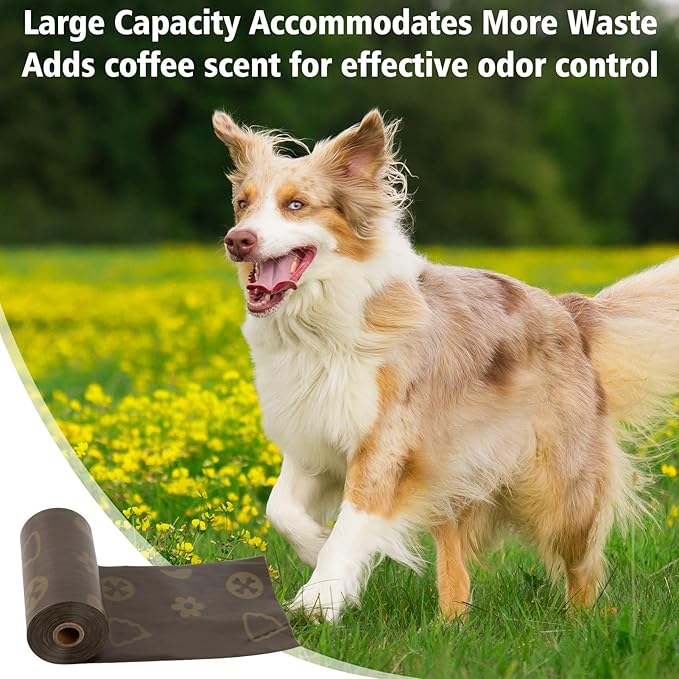 DBFAIRY Dog Poop Bags Coffee Scented, 18 Rolls 270 Count Compostable Dog Waste Bags Strong Thick, Leak Proof and Portable Poo Bags Refill Rolls for Dogs and Cats