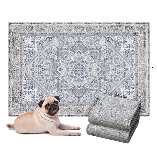 LOVEWAG Washable Dog Pee Pads, 24" x 16", Waterproof, Non-Slip, Super Absorbent, Reusable Machine-Washable, 2-Pack (Silvered Blue)