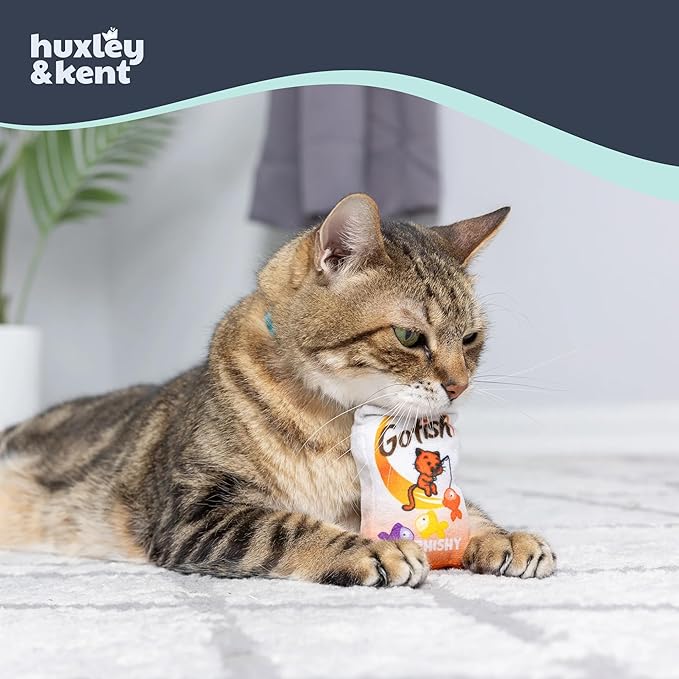Huxley & Kent Plush Cat Toy - Interactive Catnip Toy for Cats & Kittens - Soft with Crinkle & Catnip - Fun Indoor Play - Go Fish Phishy