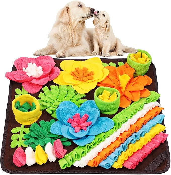 ORIA Snuffle Mat for Dogs, Interactive Sniff Mat for Slow Eating and Keep Busy, Dog Puzzle Toy for Boredom, Encourages Natural Foraging Skills, for Dogs Cats Rabbits, 15.4x15.4''