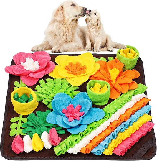 ORIA Snuffle Mat for Dogs, Interactive Sniff Mat for Slow Eating and Keep Busy, Dog Puzzle Toy for Boredom, Encourages Natural Foraging Skills, for Dogs Cats Rabbits, 15.4x15.4''