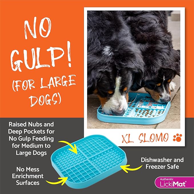 LickiMat Slomo XL - Extra Large Slow Feeder Suitable for Dry, Wet, Raw Foods, All Treats and Doggy Ice Cream. Best for Medium to Massive Breeds. Durable Design with Non-Slip Base. (Purple)