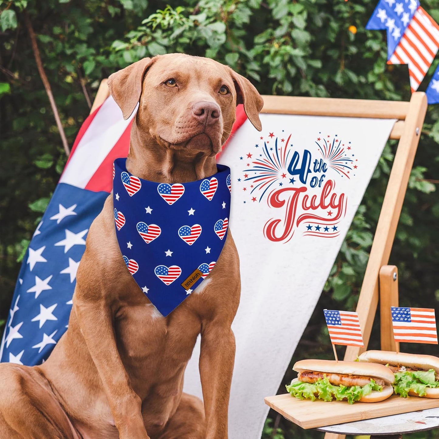 4th of July Dog Bandanas - 2 Pack Reversible American Flag Pet Scarf for Boy and Girl | Premium Durable Fabric | USA Patriotic Bandana for Small Medium Large and Extra Large Dogs (X-Large)