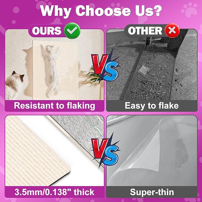 Anti Cat Scratch Couch Furniture Protector, 78.7x15.8 Wall Corner Scratcher Pads Mat, DIY Climbing Scratching Carpet Post Board Replacement