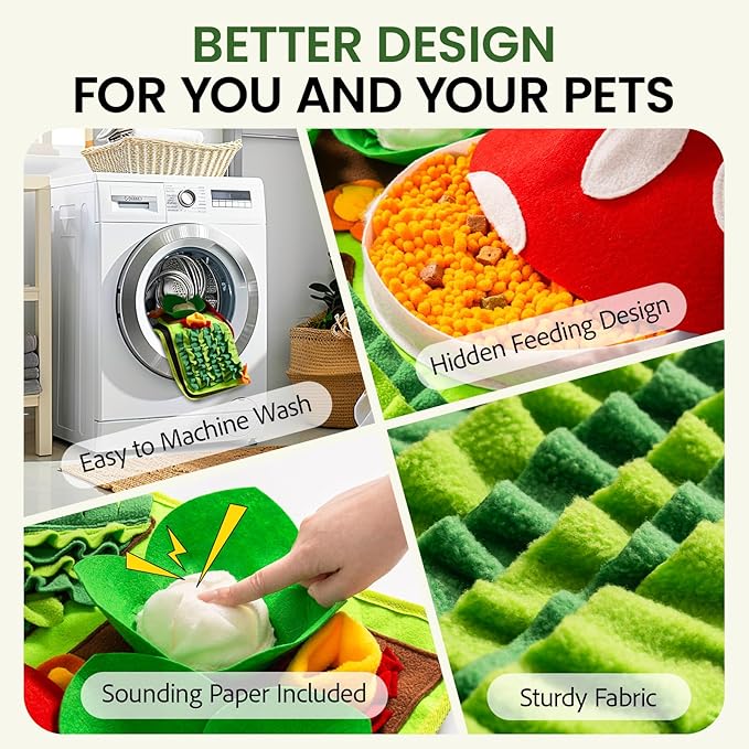 Mewoo Snuffle Mat for Dogs, 27.6" x 20“ Sniff Mat Slow Feeding Mat with Squeaky for Pets, Dog Snuffle Enrichment Puzzle Interactive Dog Toys for Boredom