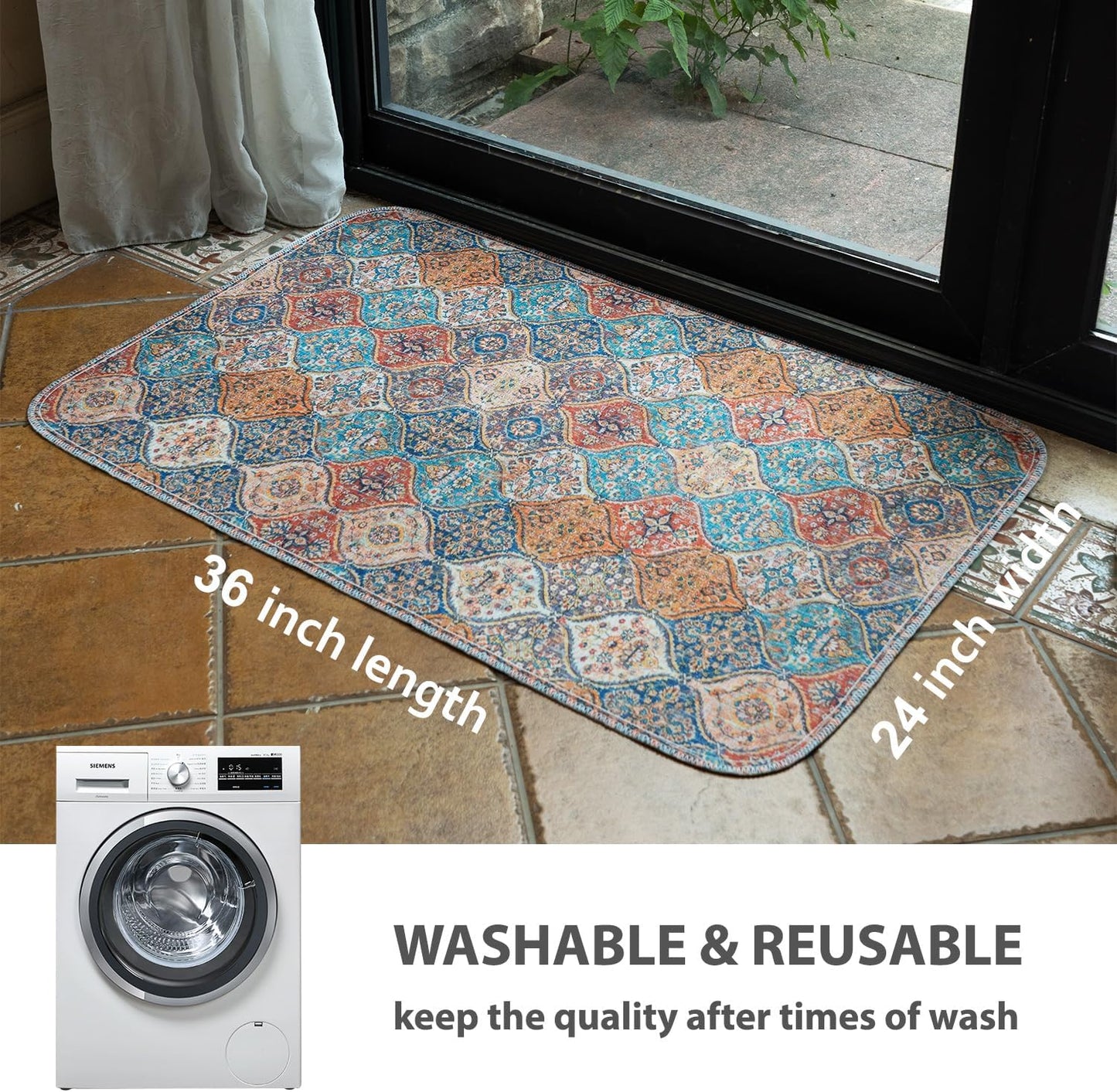 nunubaby 4PACK Washable Pee Pads for Dogs, Stylish, Non-Slip and Leak-Proof Pee Pads. Reusable Potty Pads for Dogs for Crates and Floors.(Cream/Multi, 24" x36")