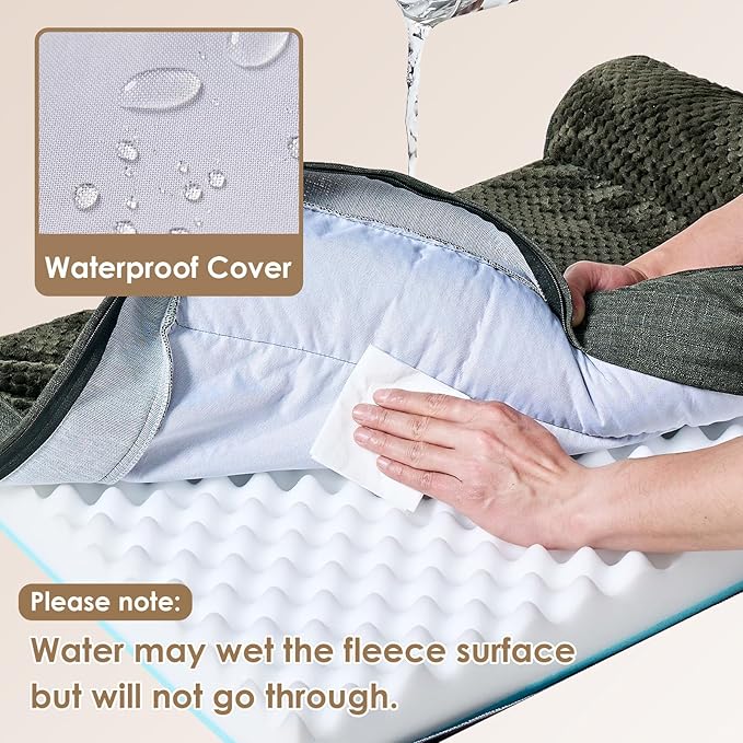 EHEYCIGA Memory Foam Dog Bed Large Sized Dogs, Pet Bed for Large Dog for Crate with Waterproof Liner, Pet Couch Bed Orthopedic with Washable Removable Cover, 35x23x6 Inches, Dark Green