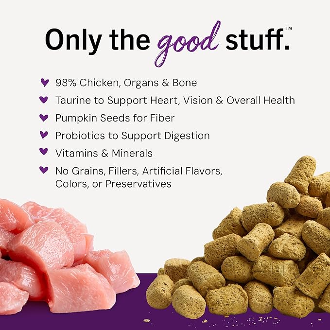 Stella & Chewy's Freeze-Dried Raw Cat Dinner Morsels - Premium Chicken Recipe with 98% Cage-Free Meat & Organs - Natural Grain-Free Cat & Kitten Food - Made in USA - 8 oz