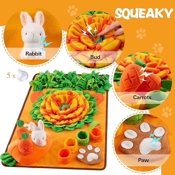 Pet Snuffle Mat for Dogs Sniff Mat Nosework Feeding Mat Slow Feeder Interactive Dog Puzzle Toys for Training and Stress Relief Encourages Natural Foraging Skills (29.5''x18.9'')