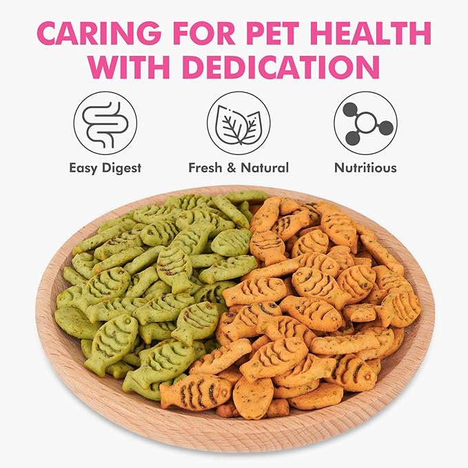Catnip Cat Treats, Chicken and Salmon Flavor Cat Snacks, Training Biscuits Treats for Cats, Crunchy Fish Shape Adult Cat Biscuits, 16 oz