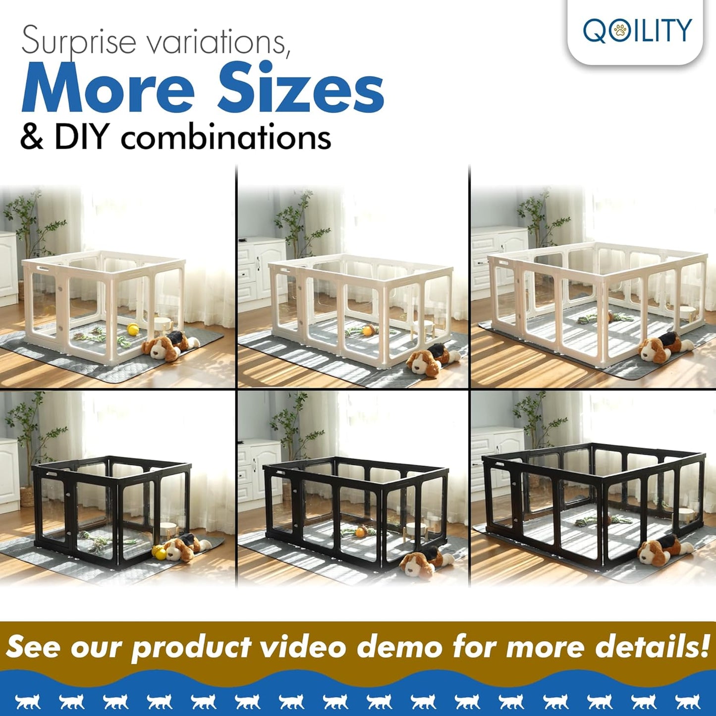 Clear Dog Playpen Indoor, Effectively Relieves Pet Anxiety, Suitable for Most Dogs, White