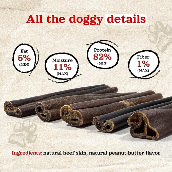 Natural Farm Peanut Butter Flavor Collagen Sticks for Dogs (6 Inch, 15 Pack), Long-Lasting Beef Collagen Sticks, Rawhide Alternative Chews with Chondroitin & Glucosamine, Low-Fat Dental Treats