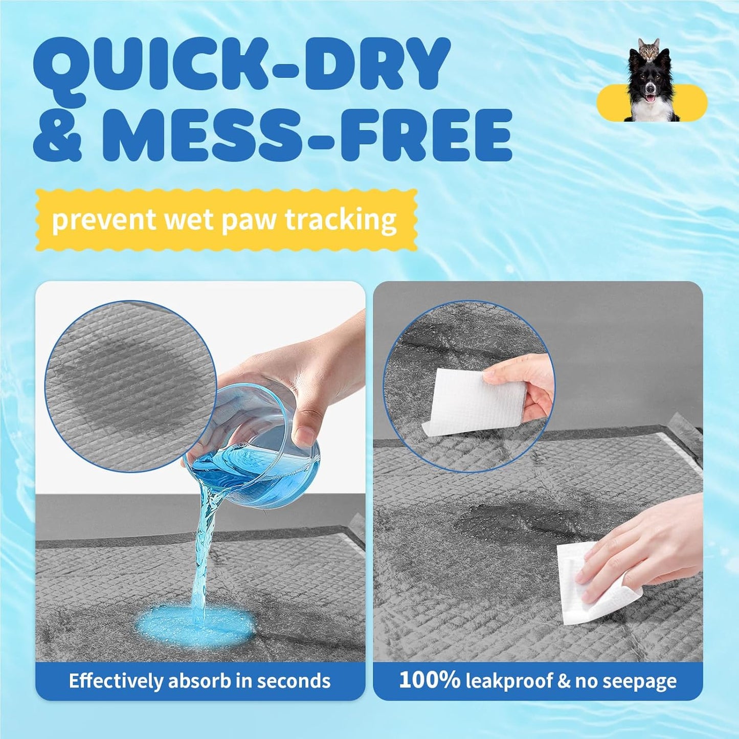 100-Pack X-Large Puppy Pads - 34'' x 28'' Pee Pads for Dogs Potty Training with Leak-Proof Quick-Dry Design, 6-Layer Wee Wee Pads for Dogs, Charcoal, Black