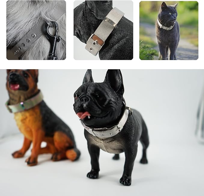 Big Adjustable Stainless Steel Breathable Belt Pet Collar Dog Cat Kitten Imitation Woven Tape Slip Durable Small Choker