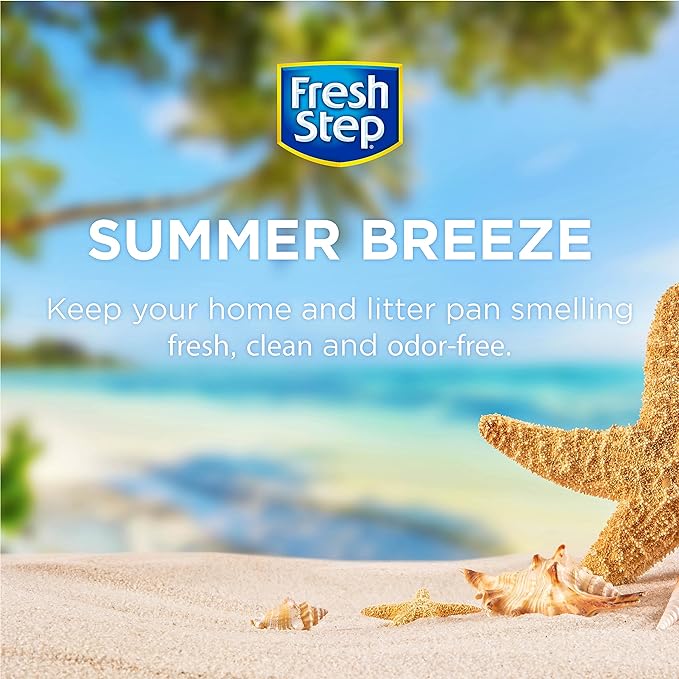 Fresh Step Cat Litter Crystals in Tropical Summer Breeze Scent - Cat Litter Box Deodorizer - Combats Odors and Neutralizes Smells to Keep Your Home Clean, 15 Ounce