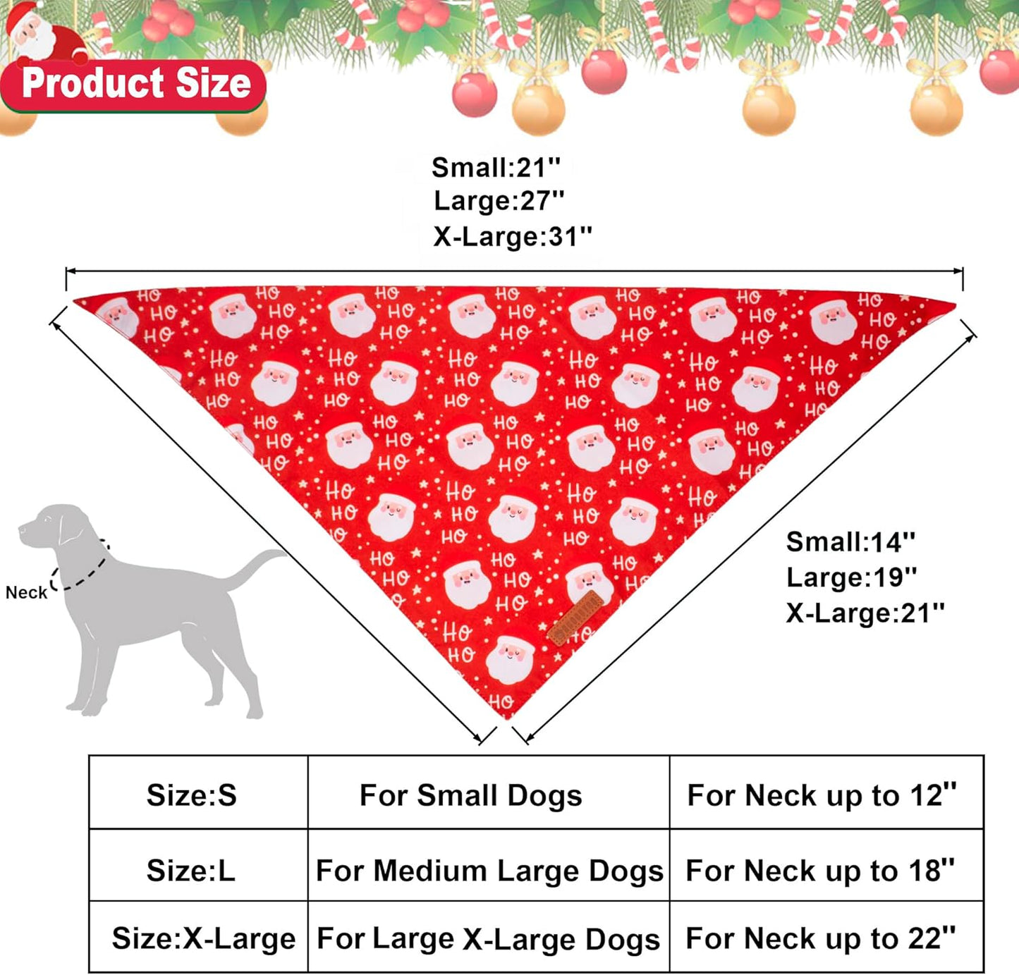 ADOGGYGO Christmas Dog Bandanas, Snowman Santa Xmas Pet Scarf, Multi Size Offered, Red Green Christmas Bandana for Extra Large Dogs Pets (X-Large)
