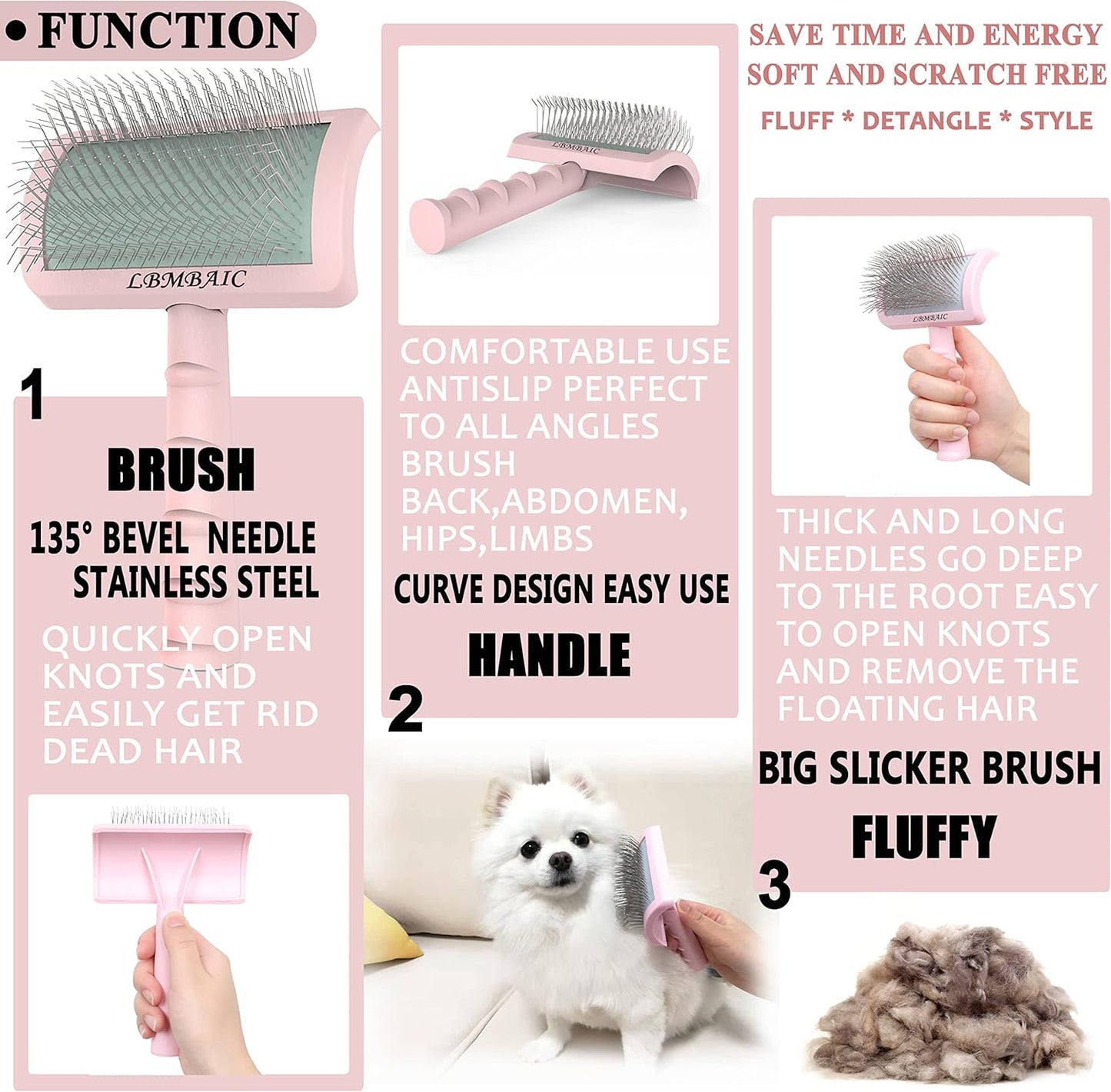 Super Dense Soft Slicker Brush for Thick and Long Fur Dogs - Grooming Brush for Fluff, Shedding, Tangles on Goldendoodles - 25mm (1")