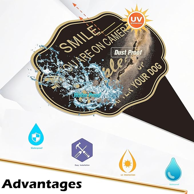 2 Pack Clean Up After Your Dog Sign, Smile You are on Camera Sign Double Sided 14”X10” No Pooping Dog Signs For Lawn or Yard With Integrated Stake Rust Resistant Aluminum for Outdoor Use