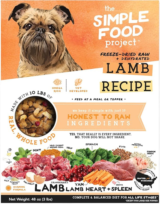 Simple Food Project - Lamb Recipe - Freeze Dried Raw Food for Dogs - 48oz
