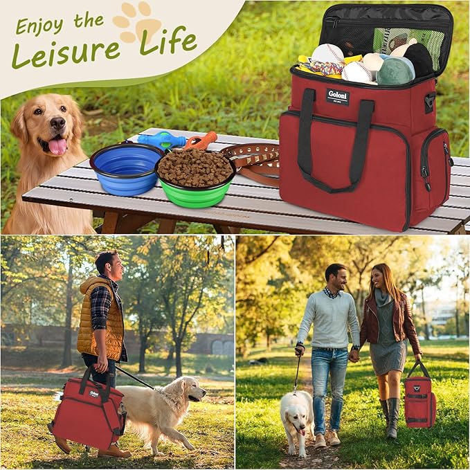 Dog Travel Bag Airline Approved–Pet Travel Tote with Collapsible Bowls,Food Containers & Feeding Mat–Multi-Pocket Organizer for Dogs & Cats, Durable & Water-Resistant for Hiking,Trips,Outdoors