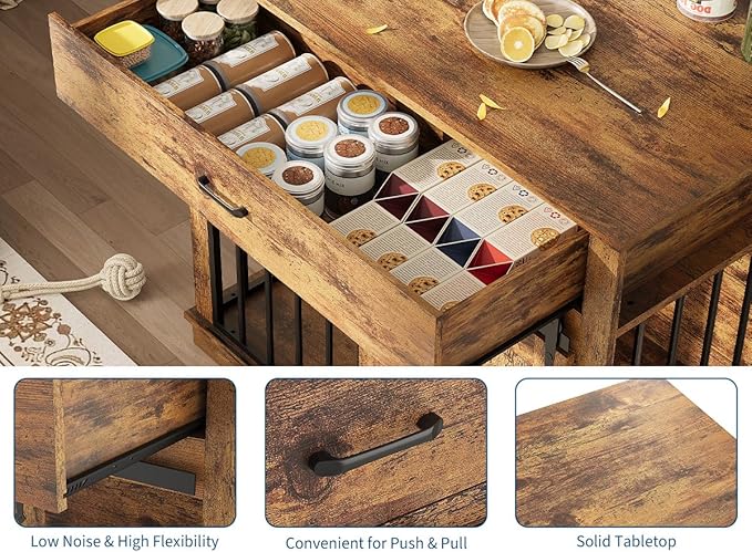 37.8" Dog Crate Furniture, Farmhouse Style 2-in-1 Dog Crate with Sliding Barn Door for Small/Medium Dogs, Dual Function as Side Table with Storage Drawer, 2-in-1 Iron-Wood Fusion Design, Brown