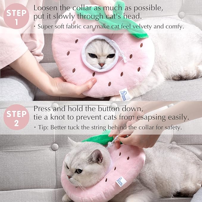 ANWA Adjustable Cat Cone Collar Soft, Cute Cat Donut Collar After Surgery, Kitten Recovery Cones to Stop Licking
