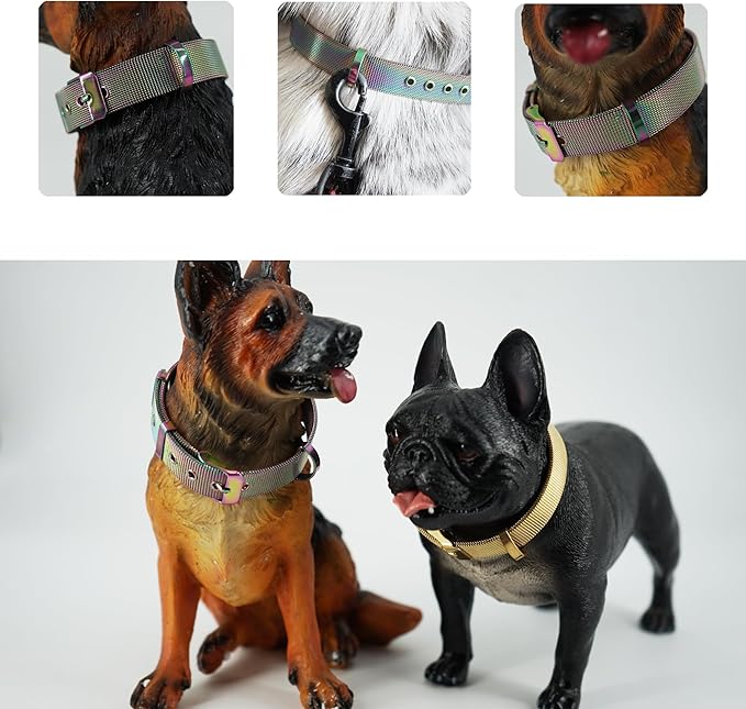 Stainless Steel Waterproof Small Rainbow Adjustable Breathable Belt Pet Collar Dog Cat Kitten Imitation Tape Slip Durable Stainless Steel Waterproof Small Choker