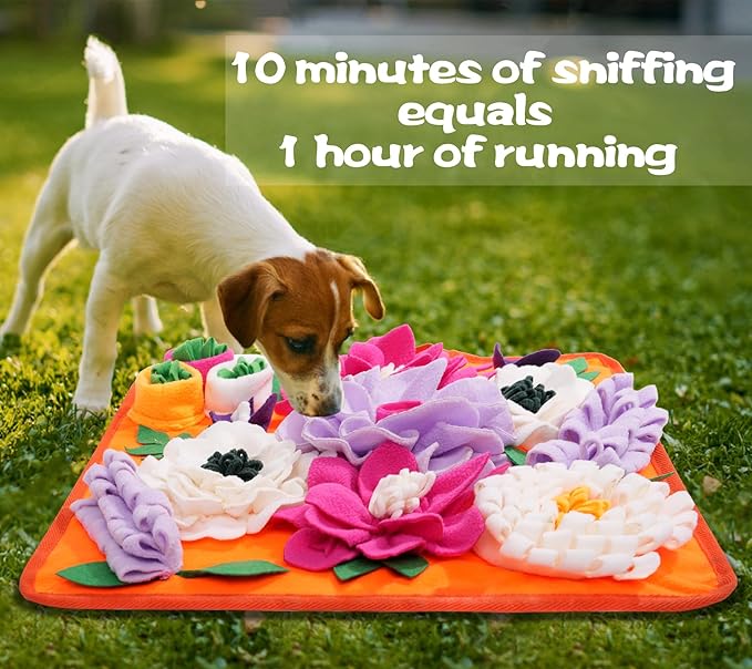 Snuffle Mat for Dogs,Dog Feeding Mat Sniff Mat Interactive Dog Puzzle Mat for Training and Stress Relief Encourages Natural Foraging Skills (Bright Orange)