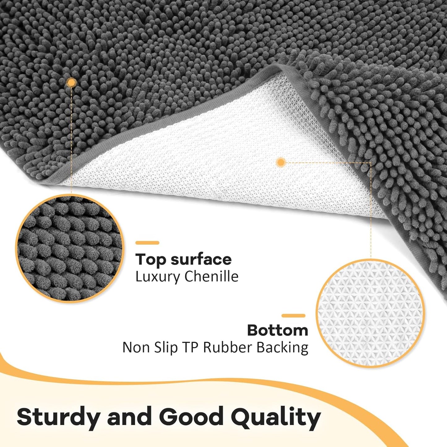 Absorbent Dog Door Mat for Muddy Paws, 72" x 48" Chenille Indoor Mats for Entryway, Trap Dirt Front Door Mat Indoor Entrance Washable Non Slip Soft