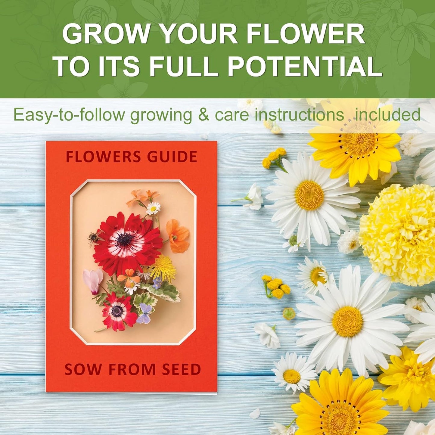 Indoor Daisy Garden Starter Kit with Gardening Tools - Jute Bags, Markers, Soil Disks and Shears, Home Gardening Gifts for Women Men Plant Lovers