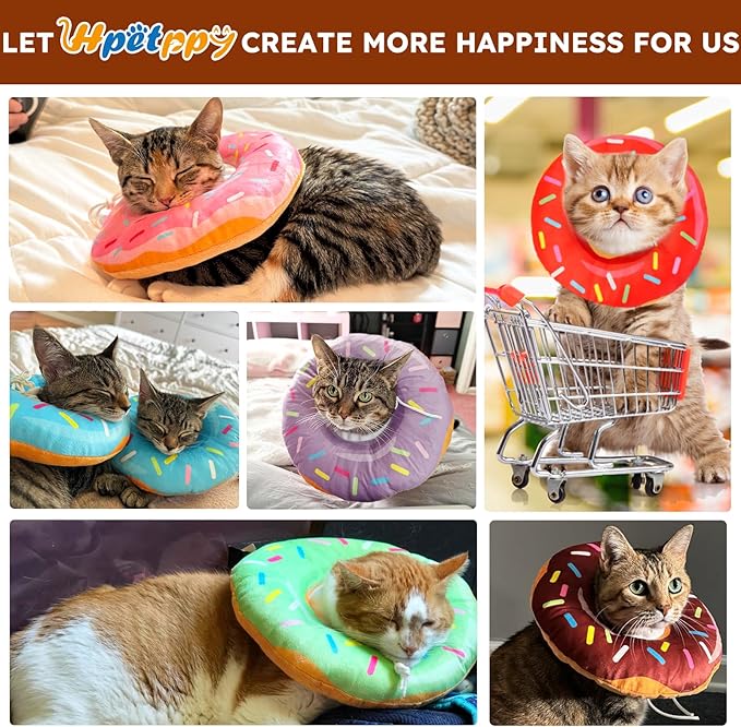 Cat Cone Collar Soft, Recovery Collar for Wound Healing Cute Donut Adjustable Cat Cones to Stop Licking Comfortable Lightweight Neck Elizabethan Collars for Kittens After Surgery