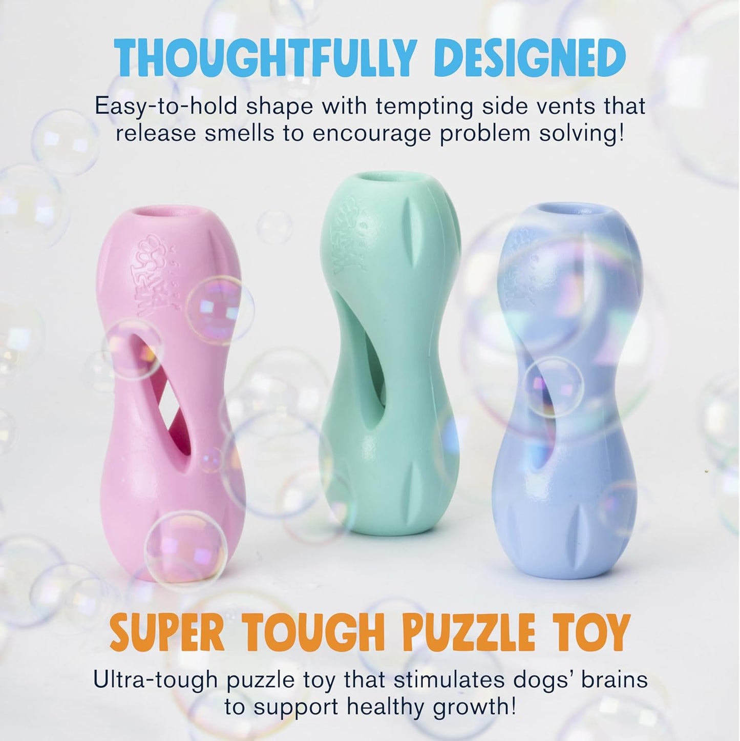 WEST PAW Zogoflex Qwizl Dog Puzzle Treat Toy – Interactive Chewing for Dogs – Dispenses Pet Treats – Brightly-Colored Dog Enrichment Toy for Aggressive Chewers, Fetch, Catch, Large 6.5", Mint