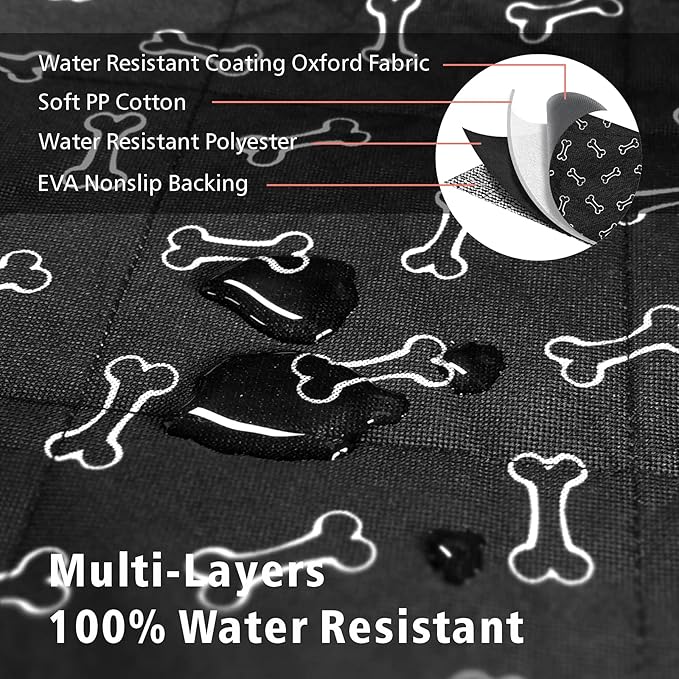 F-color SUV Cargo Liner for Dogs, Water Resistant Pet Cargo Cover Dog Seat Cover Mat for SUVs Sedans Vans with Bumper Flap Protector, Non-Slip, Large Size Universal Fit, Bone