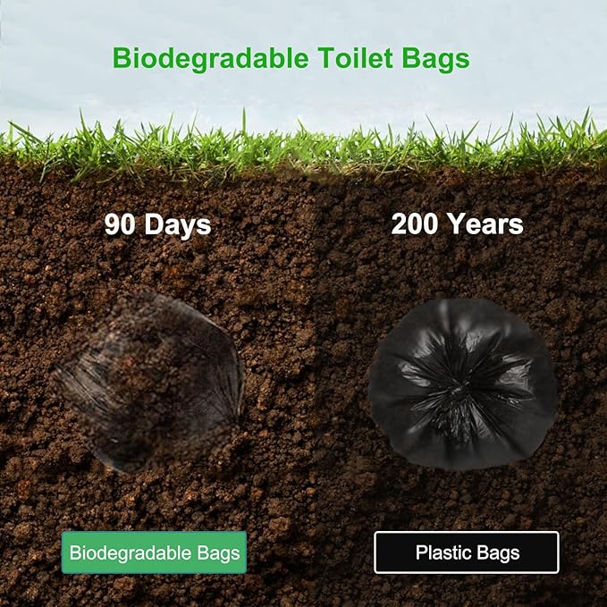 80 PCS Portable Toilet Bags for Camping, Biodegradable Porta Potty Bags - 8 Gallon Thickened Waste Bags Fit for 5 Gallon Bucket, Camping Poop Bag, Trash Bags for Home Boating Travel Outdoor