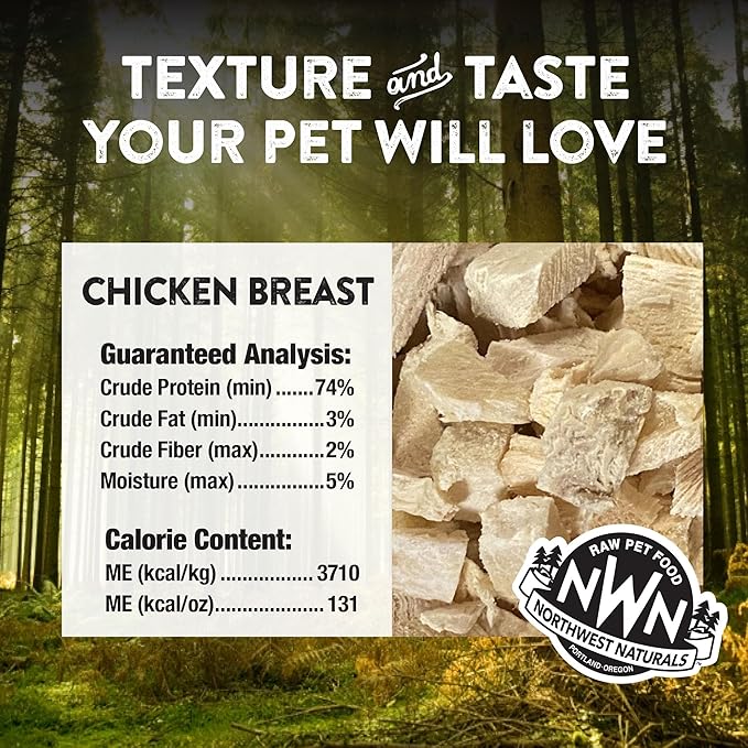 Northwest Naturals Raw Rewards Freeze-Dried Chicken Breast Treats for Dogs and Cats - Bite-Sized Pieces - Healthy, 1 Ingredient, Human Grade Pet Food, All Natural, Proudly Made in USA, 10 Oz