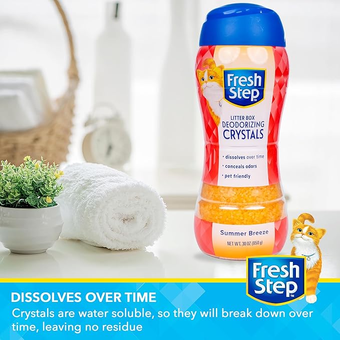 Fresh Step Cat Litter Crystals in Tropical Summer Breeze Scent - Cat Litter Box Deodorizer - Combats Odors and Neutralizes Smells to Keep Your Home Clean, 30 Ounce