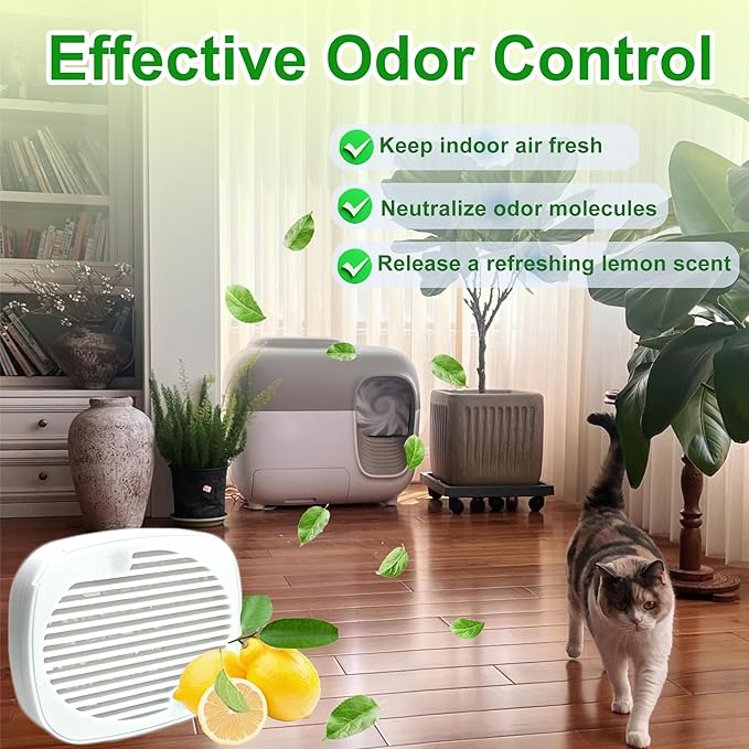6 PCS Robertet Fragrance Box for Snow+ Automatic Cat Litter Box, Odor Remover for PetSnowy Self-Cleaning System, Monthly Change, Lemon-scented, Pets Deodorizing Pods