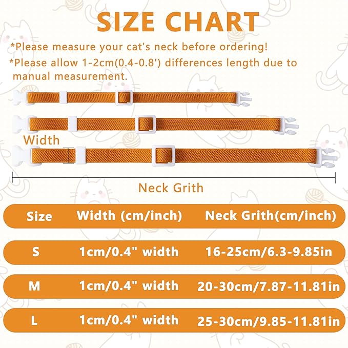 Elastic Cat Collar, Stretch Cat Collar Quick Release, Bright Colors Safety Kitten Collar Adjustable Collar for Kittens, Lightweight Soft Polyester Collars for Boy Girl Cats (Brown,L)