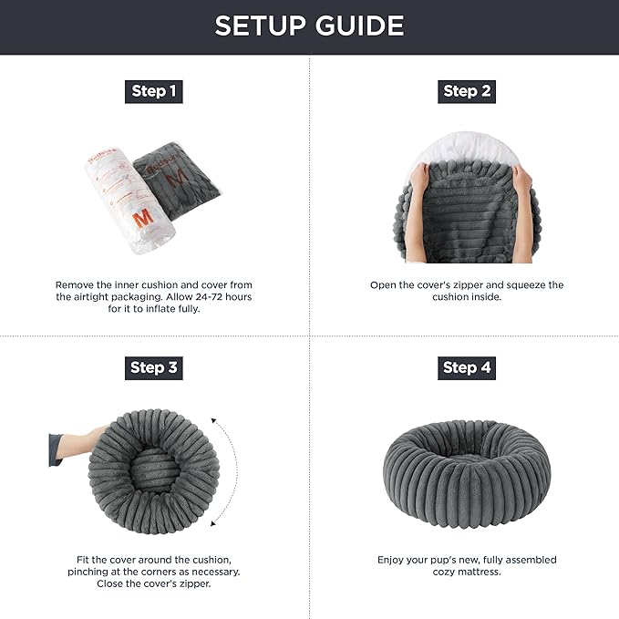 Bedsure Donut Small Dog Bed - Dog Beds for Small Dogs with Corduroy Fleece & Anti Slip Bottom, Round Faux Fur Pet Beds with Washable Removable Cover, Night Blue, 23x23x7 inches